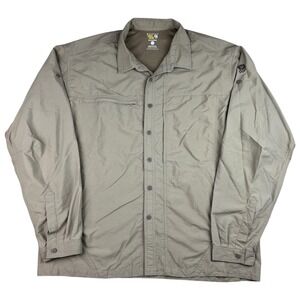 Mountain Hardwear Long Sleeve Button Up Shirt Mens XL Tan Outdoor Fishing Hiking